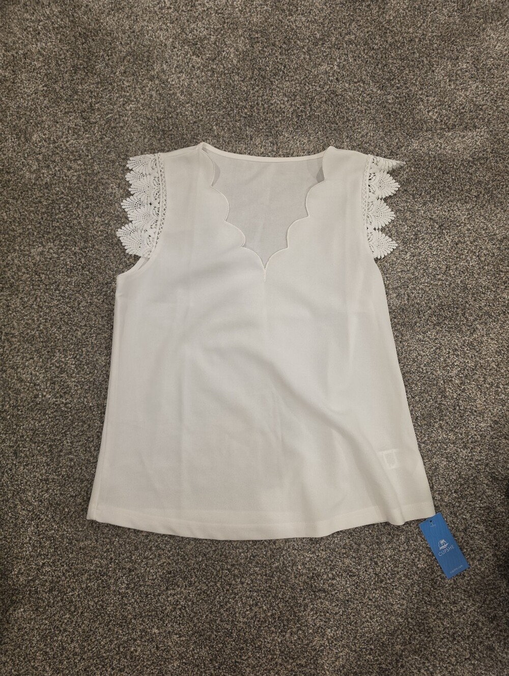 Women's White Lace Cap-Sleeve Blouse